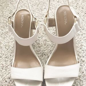 White sandal wedges